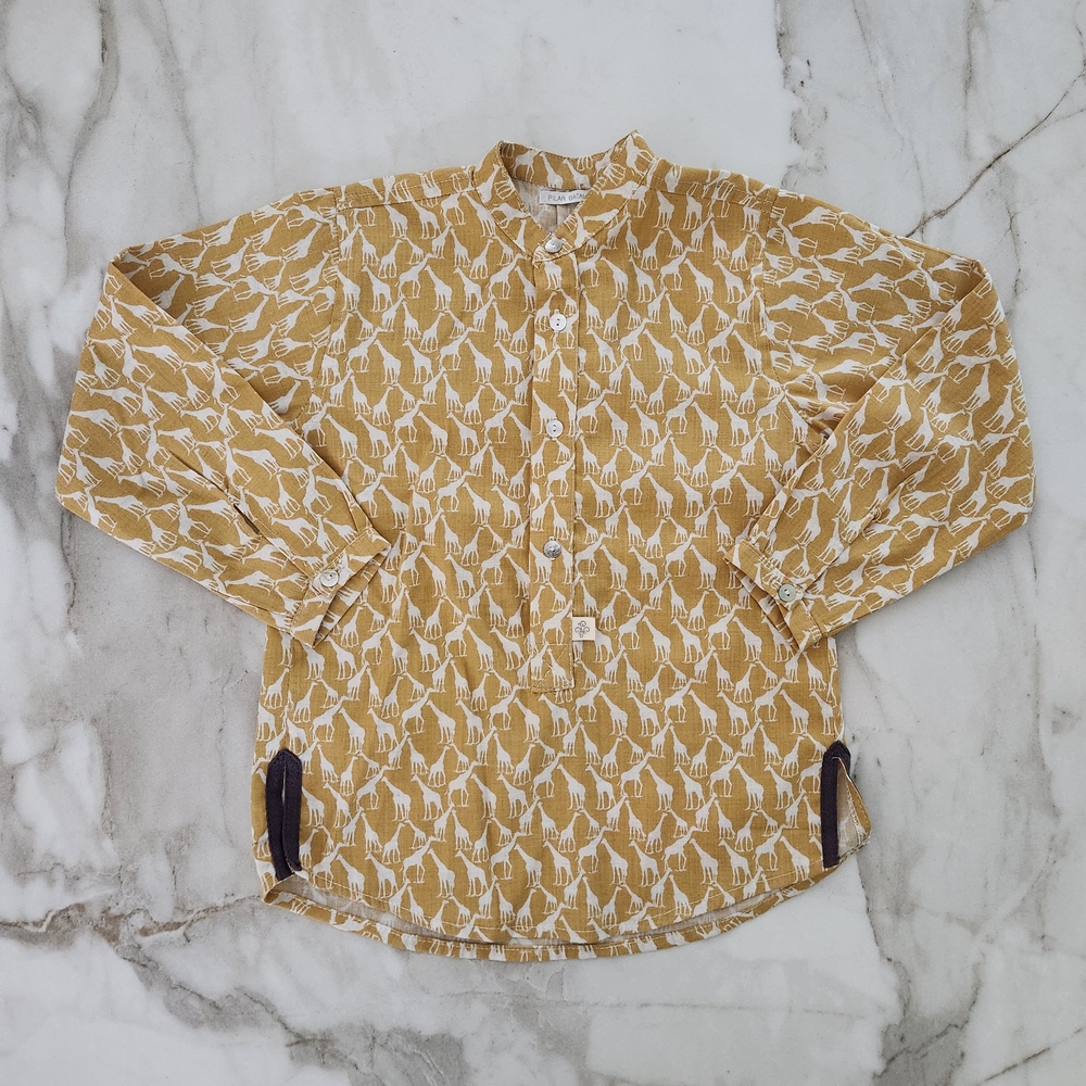 Giraffe Print Button-Up Shirt